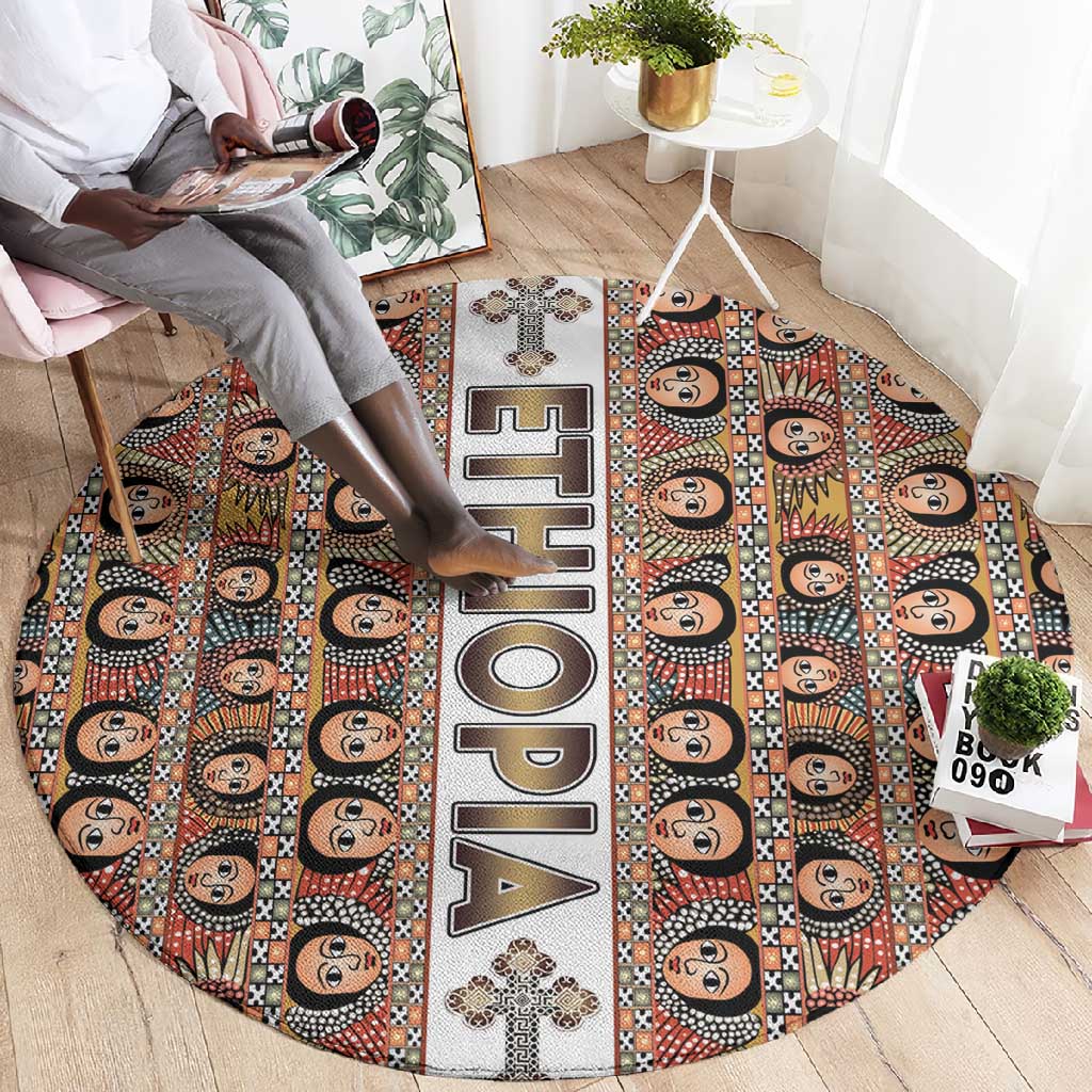 Personalized Ethiopia Round Carpet Ethiopian Tewahedo Angel Orthodox
