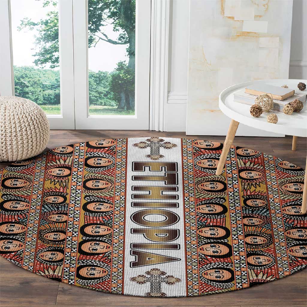 Personalized Ethiopia Round Carpet Ethiopian Tewahedo Angel Orthodox