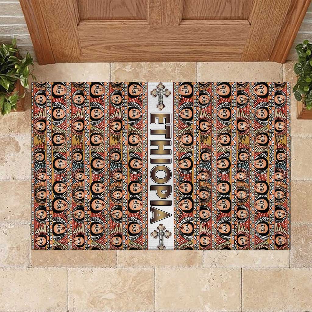 Personalized Ethiopia Rubber Doormat Ethiopian Tewahedo Angel Orthodox