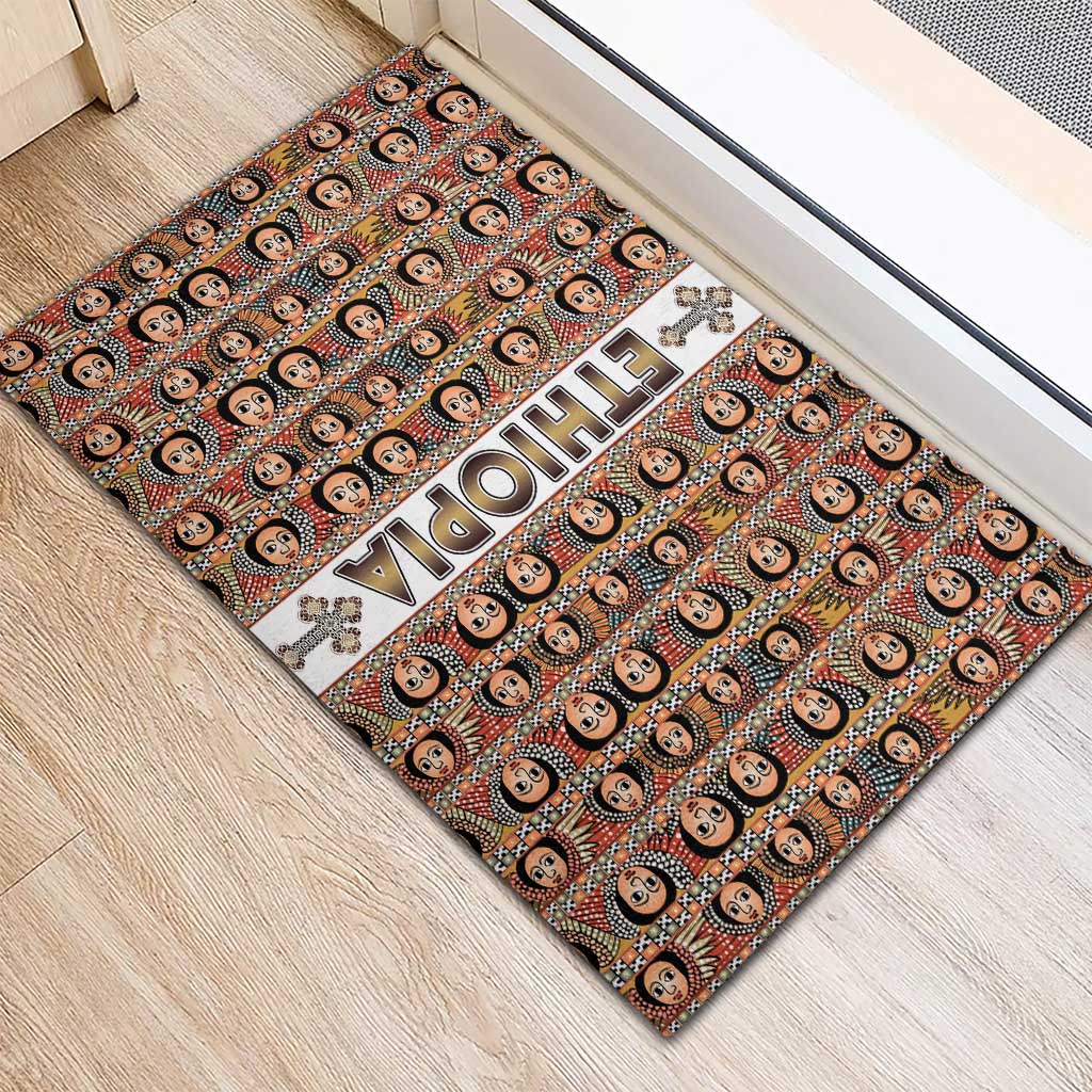 Personalized Ethiopia Rubber Doormat Ethiopian Tewahedo Angel Orthodox