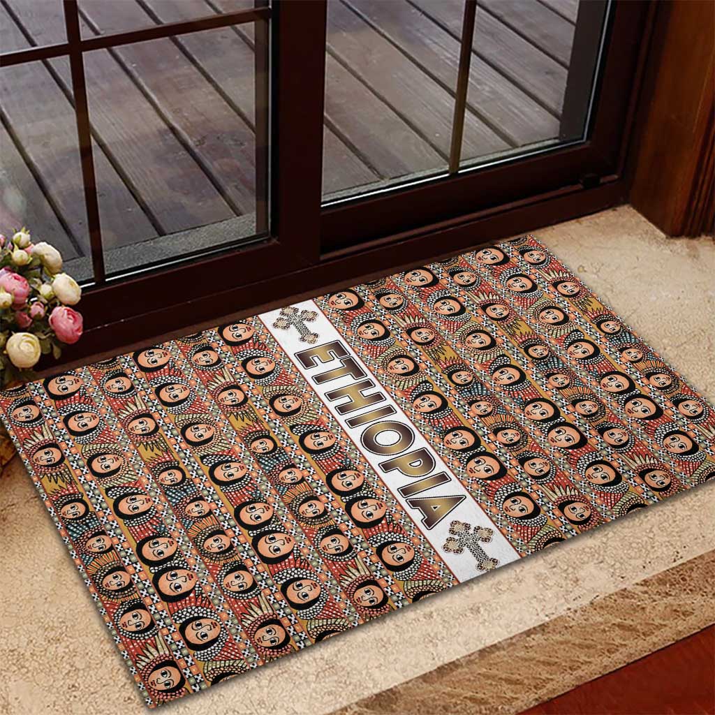 Personalized Ethiopia Rubber Doormat Ethiopian Tewahedo Angel Orthodox