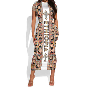 Personalized Ethiopia Short Sleeve Bodycon Dress Ethiopian Tewahedo Angel Orthodox LT15
