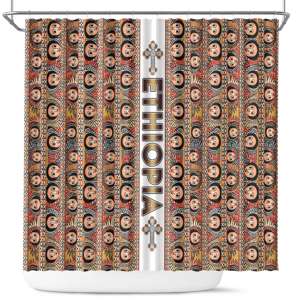 Personalized Ethiopia Shower Curtain Ethiopian Tewahedo Angel Orthodox