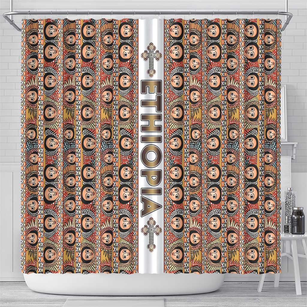 Personalized Ethiopia Shower Curtain Ethiopian Tewahedo Angel Orthodox