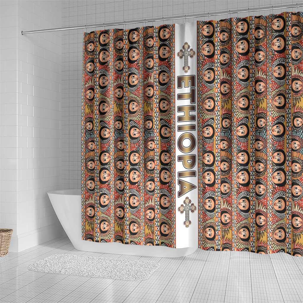 Personalized Ethiopia Shower Curtain Ethiopian Tewahedo Angel Orthodox
