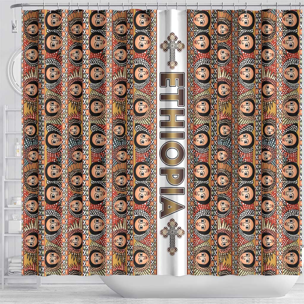 Personalized Ethiopia Shower Curtain Ethiopian Tewahedo Angel Orthodox