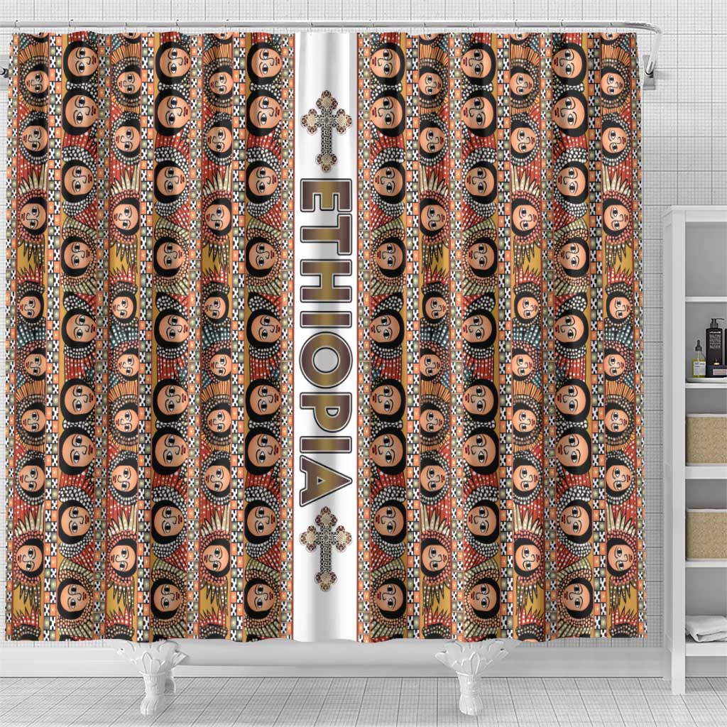 Personalized Ethiopia Shower Curtain Ethiopian Tewahedo Angel Orthodox