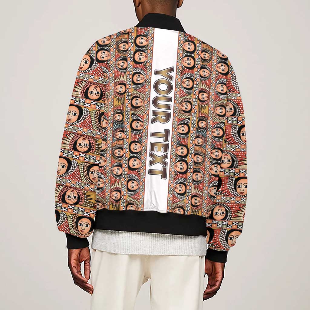 Personalized Ethiopia Sleeve Zip Bomber Jacket Ethiopian Tewahedo Angel Orthodox