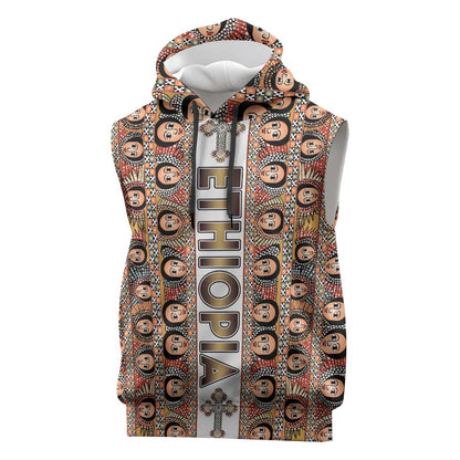 Personalized Ethiopia Sleeveless Hoodie Ethiopian Tewahedo Angel Orthodox - African Pride