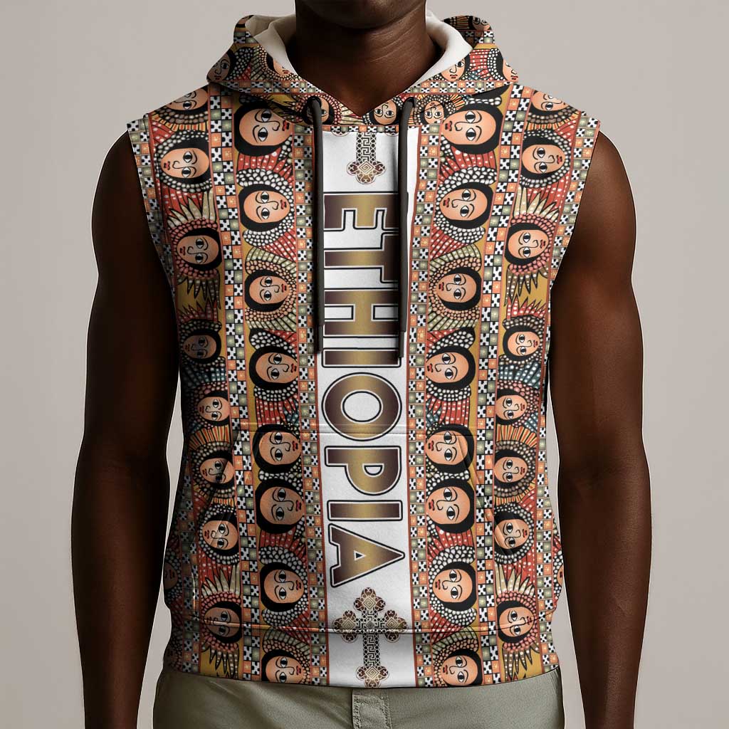 Personalized Ethiopia Sleeveless Hoodie Ethiopian Tewahedo Angel Orthodox - African Pride
