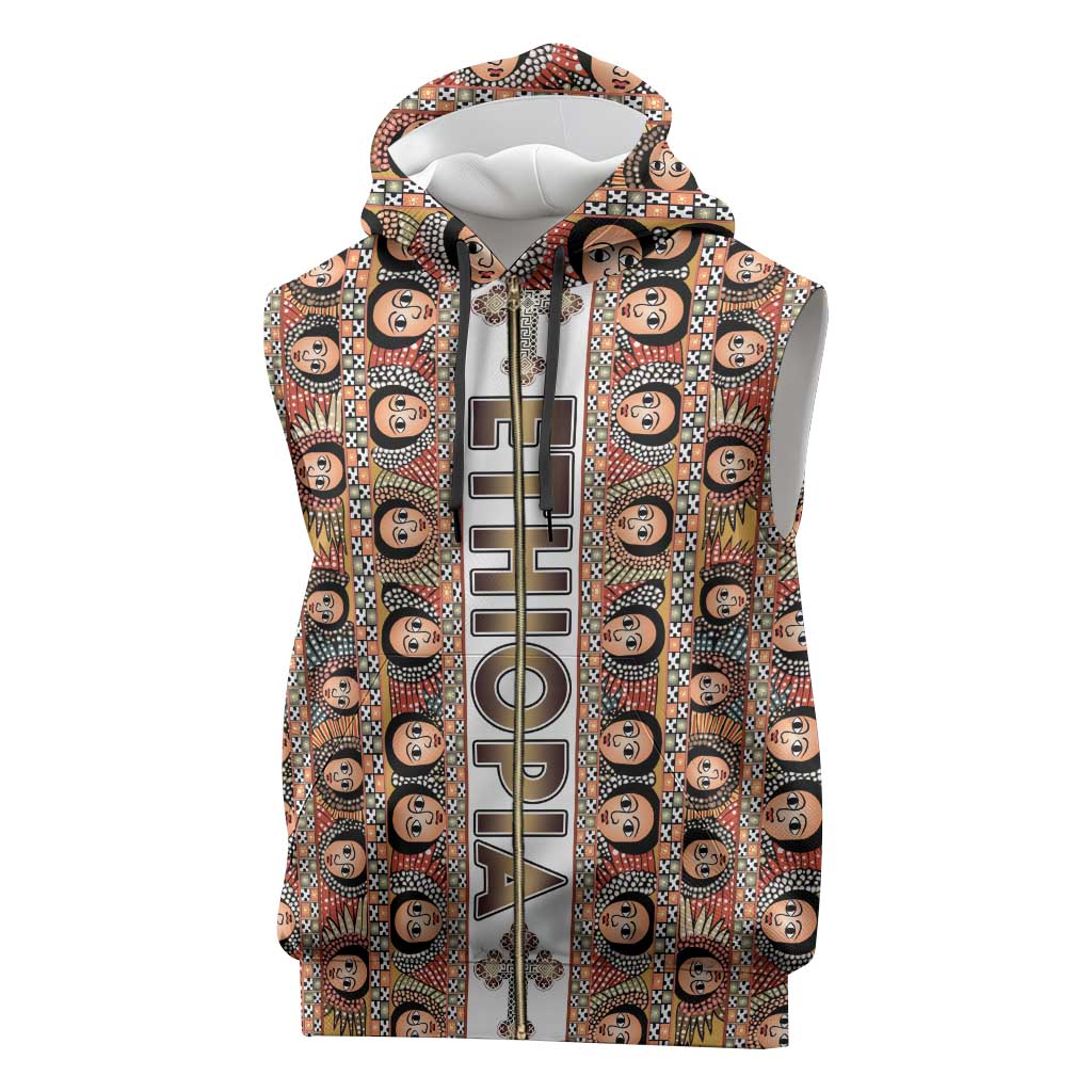 Personalized Ethiopia Sleeveless Zip Hoodie Ethiopian Tewahedo Angel Orthodox - African Pride