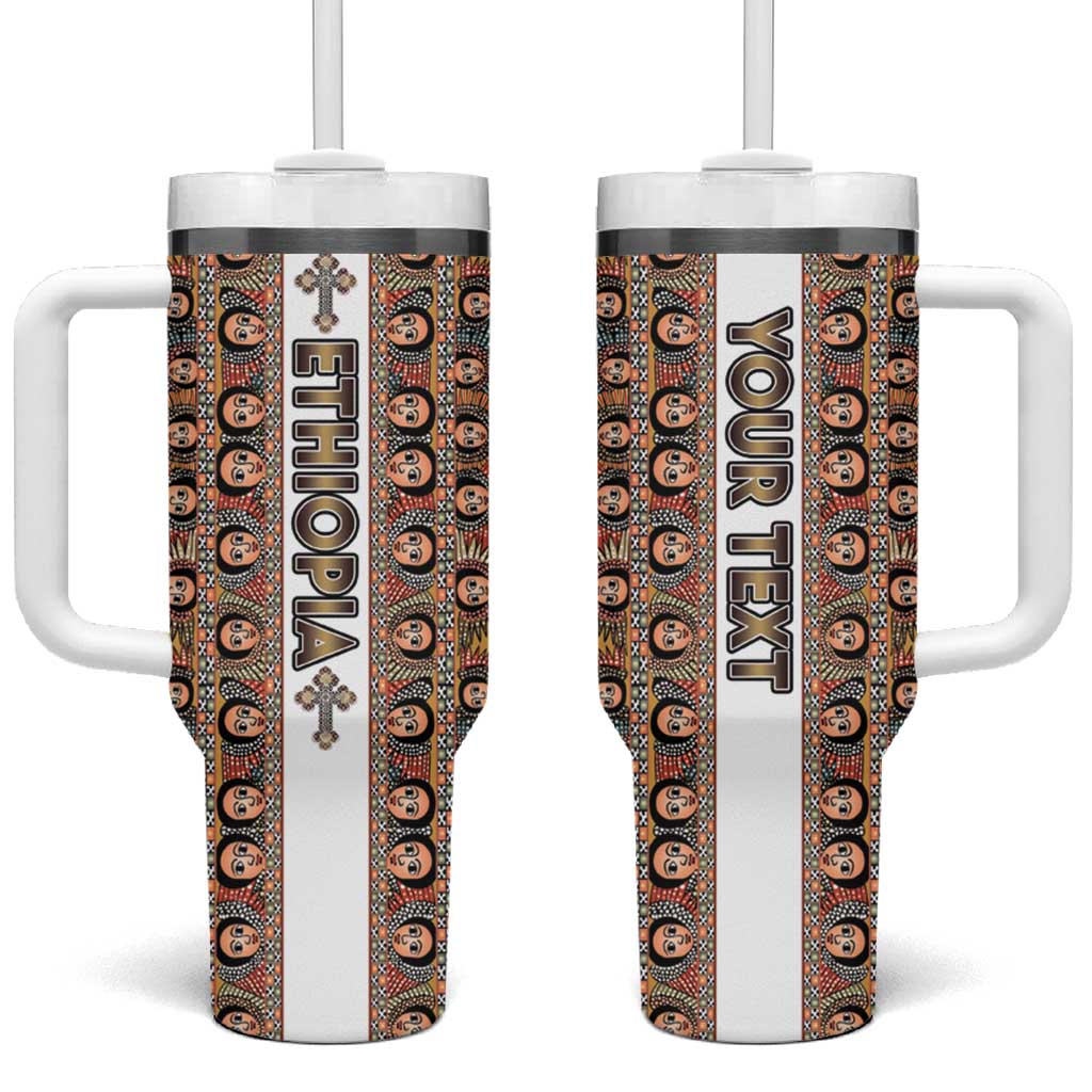 Personalized Ethiopia Tumbler With Handle Ethiopian Tewahedo Angel Orthodox
