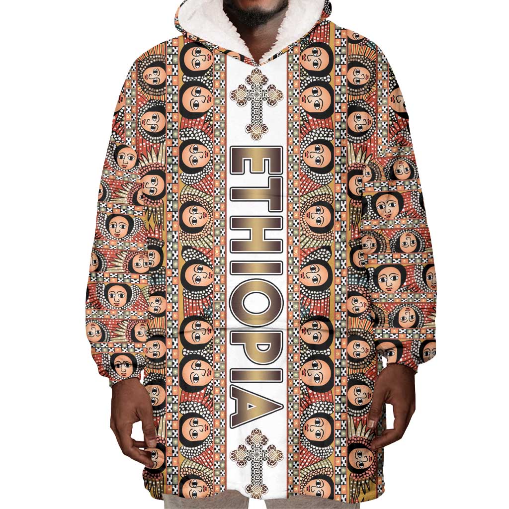 Personalized Ethiopia Wearable Blanket Hoodie Ethiopian Tewahedo Angel Orthodox
