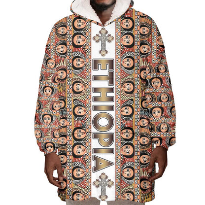 Personalized Ethiopia Wearable Blanket Hoodie Ethiopian Tewahedo Angel Orthodox