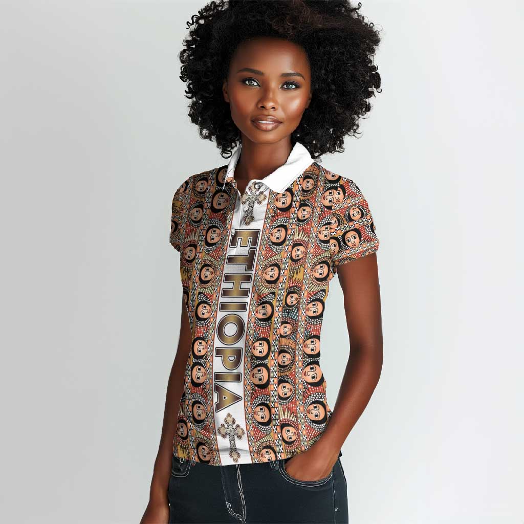 Personalized Ethiopia Women Polo Shirt Ethiopian Tewahedo Angel Orthodox