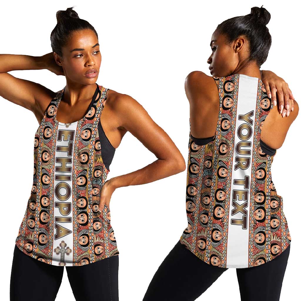 Personalized Ethiopia Women Racerback Tank Ethiopian Tewahedo Angel Orthodox