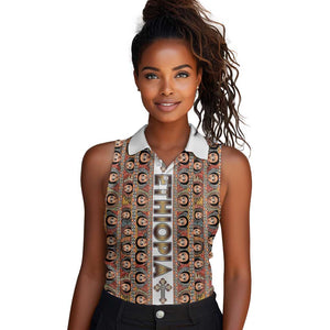 Personalized Ethiopia Women Sleeveless Polo Shirt Ethiopian Tewahedo Angel Orthodox
