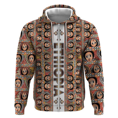 Personalized Ethiopia Zip Hoodie Ethiopian Tewahedo Angel Orthodox