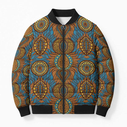 Tribal Earth African Ankara Pattern Bomber Puffer Jacket