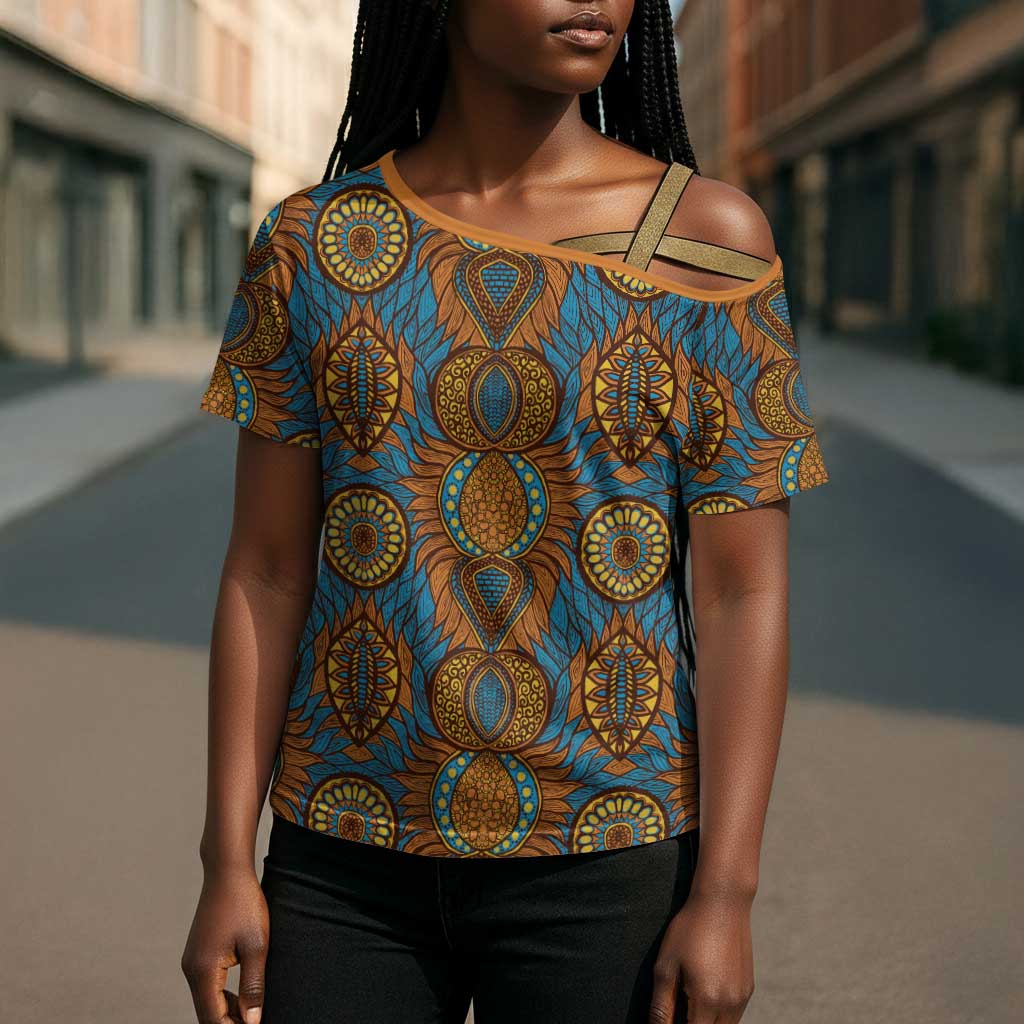 Tribal Earth African Ankara Pattern Cross Shoulder Shirt
