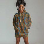 Tribal Earth African Ankara Pattern Hoodie Dress