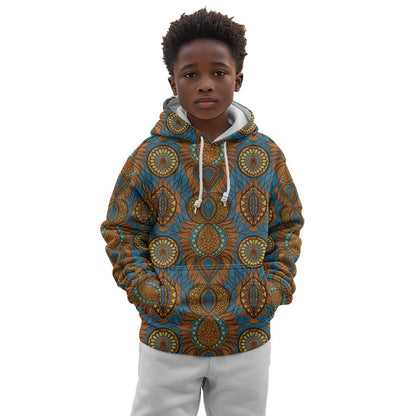 Tribal Earth African Ankara Pattern Kid Hoodie