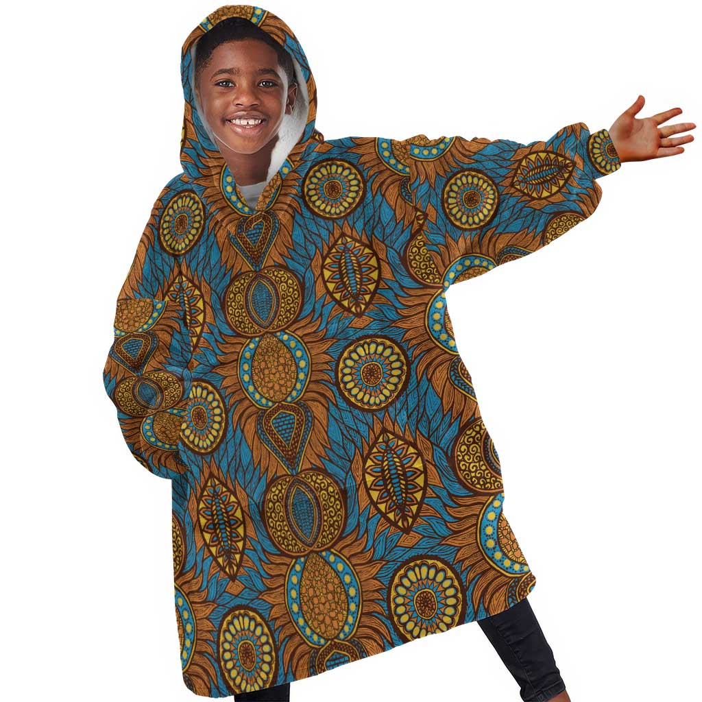 Tribal Earth African Ankara Pattern Kid Wearable Blanket Hoodie