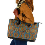Tribal Earth African Ankara Pattern Leather Tote Bag