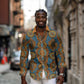 Tribal Earth African Ankara Pattern Long Sleeve Button Shirt