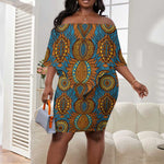 Tribal Earth African Ankara Pattern Off Shoulder Short Dress