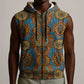 Tribal Earth African Ankara Pattern Sleeveless Zip Hoodie
