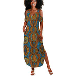 Tribal Earth African Ankara Pattern Summer Maxi Dress