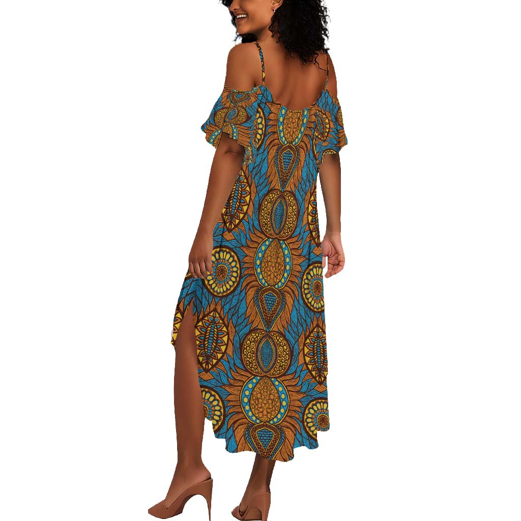 Tribal Earth African Ankara Pattern Summer Maxi Dress
