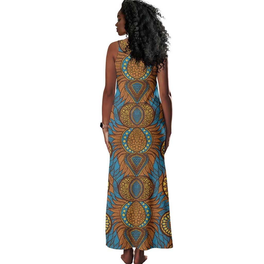 Tribal Earth African Ankara Pattern Tank Maxi Dress