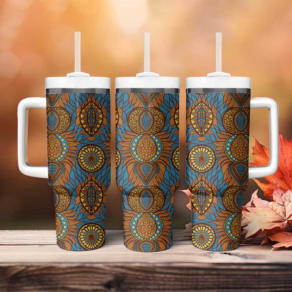 Tribal Earth African Ankara Pattern Tumbler With Handle