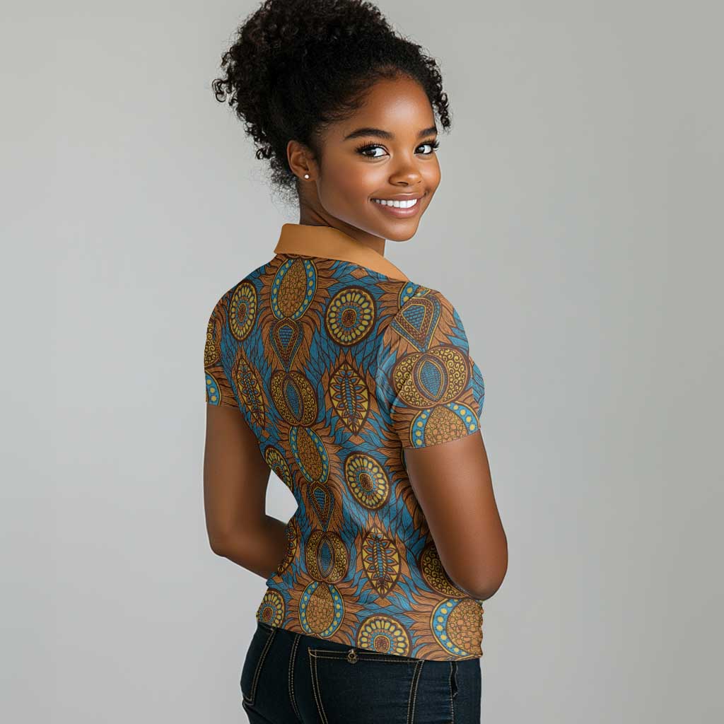 Tribal Earth African Ankara Pattern Women Polo Shirt