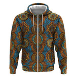 Tribal Earth African Ankara Pattern Zip Hoodie