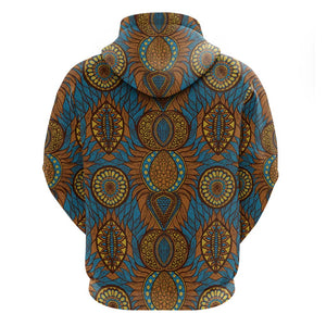 Tribal Earth African Ankara Pattern Zip Hoodie