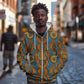 Tribal Earth African Ankara Pattern Zip Hoodie