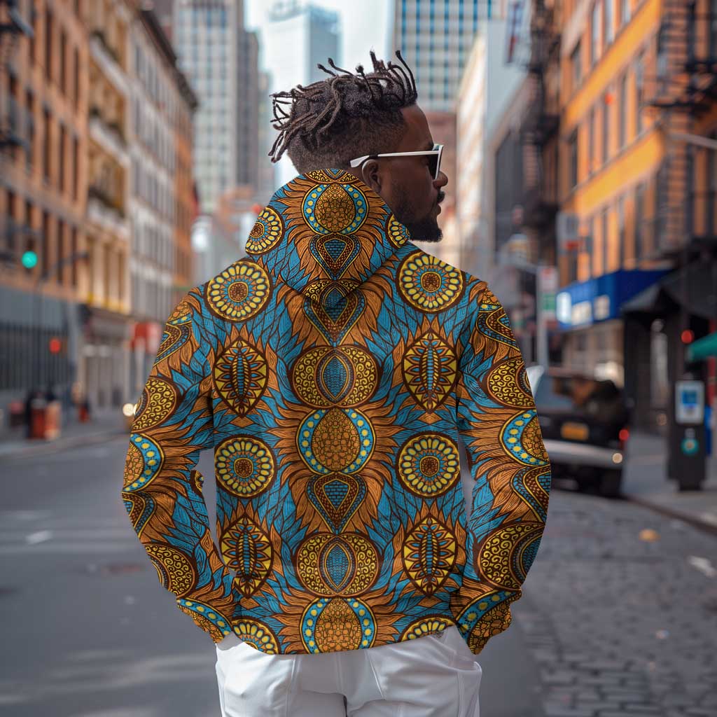 Tribal Earth African Ankara Pattern Zip Hoodie