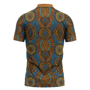 Tribal Earth African Ankara Pattern Zipper Polo Shirt