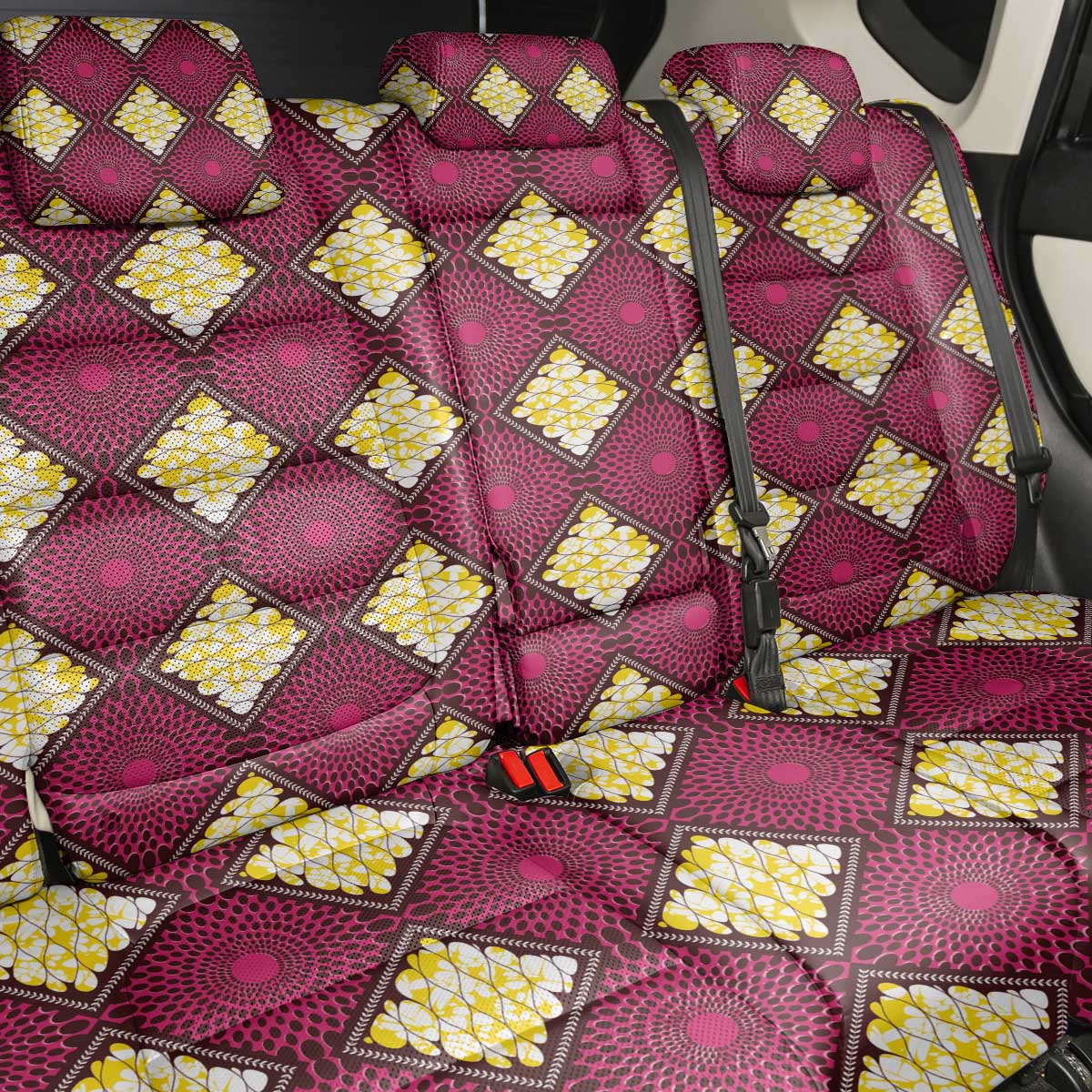 Ruby Gold African Ankara Pattern Back Car Seat Cover