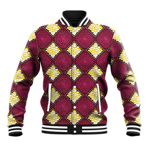 Ruby Gold African Ankara Pattern Baseball Jacket