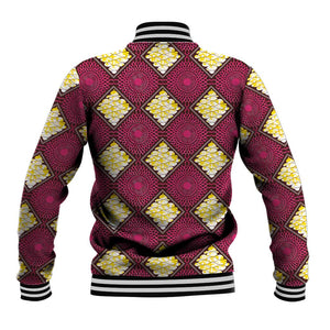 Ruby Gold African Ankara Pattern Baseball Jacket