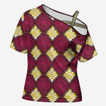 Ruby Gold African Ankara Pattern Cross Shoulder Shirt