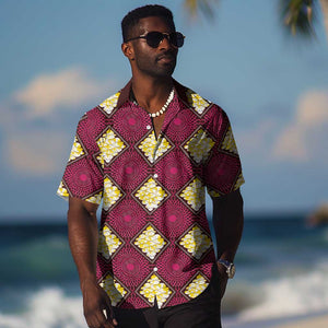 Ruby Gold African Ankara Pattern Hawaiian Shirt