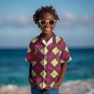 Ruby Gold African Ankara Pattern Kid Hawaiian Shirt
