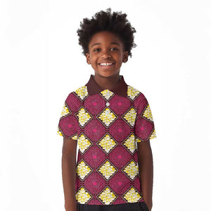 Ruby Gold African Ankara Pattern Kid Polo Shirt