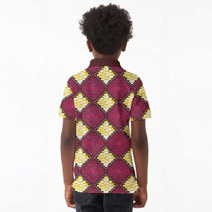 Ruby Gold African Ankara Pattern Kid Polo Shirt