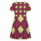Ruby Gold African Ankara Pattern Kid Short Sleeve Dress